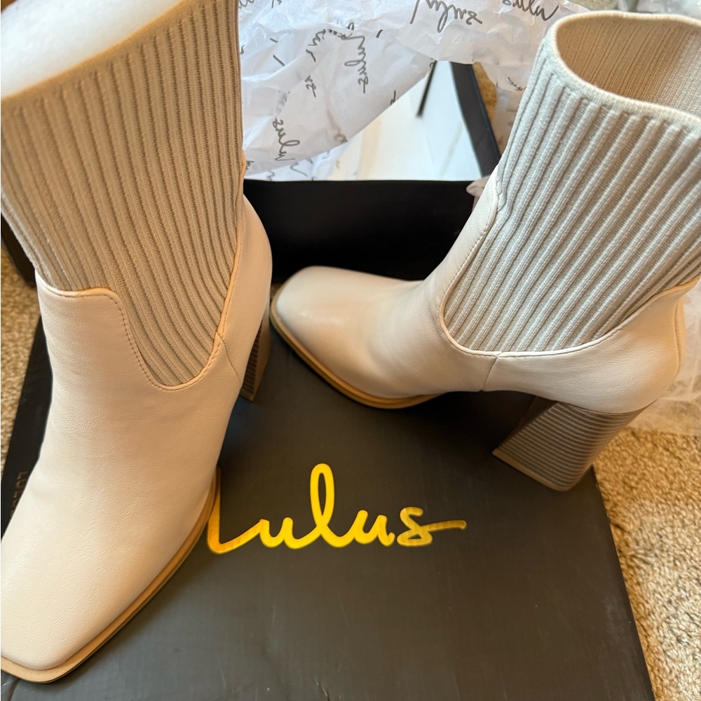 Lulu's Ivory Heeled Boots